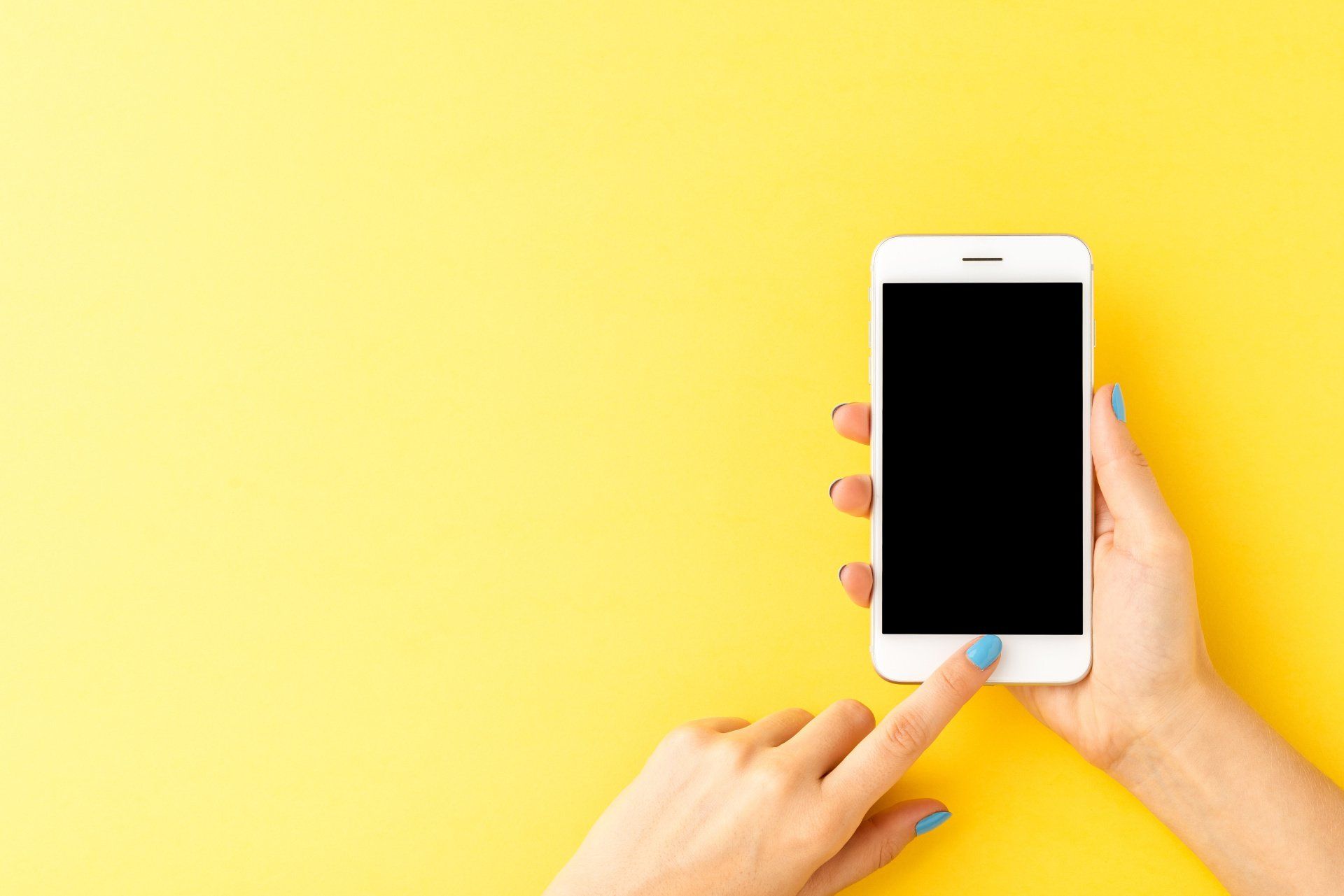 someone using an iphone on a yellow background