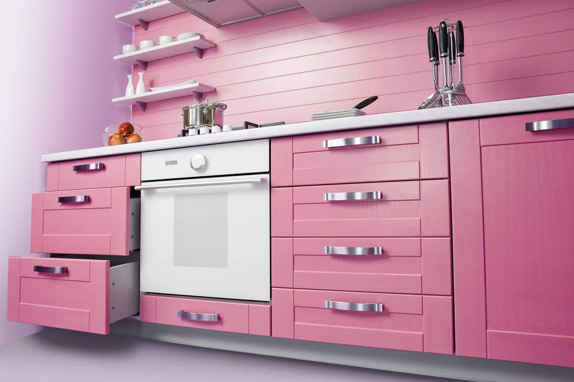 Your Move Out Cleaning Checklist 6 a kitchen with pink cabinets