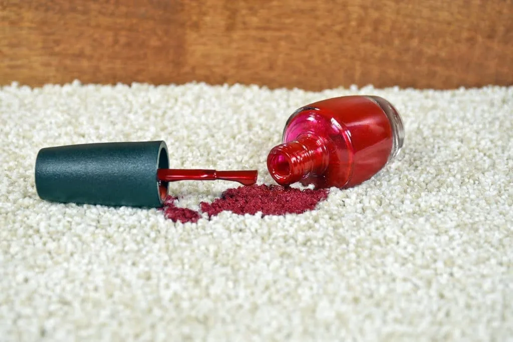 How to Get Nail Polish Out of Carpet 2 Red nail polish tipped over and spilled on to carpet.
